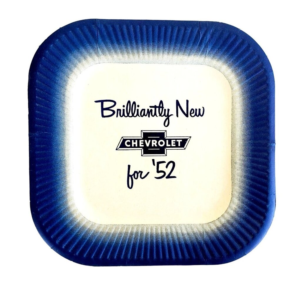 Vintage Chevy Advertising Collectible 1952 Chevrolet Paper Plate